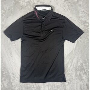 Travis Mathew Shirt Womens Small Black Pink Golf Polo Outdoors Short Sleeve